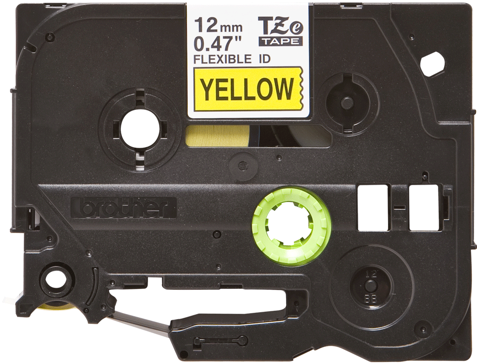 Casetă cu bandă de etichete originală Brother TZe-FX631 – negru pe galben, lățime de 12mm 2